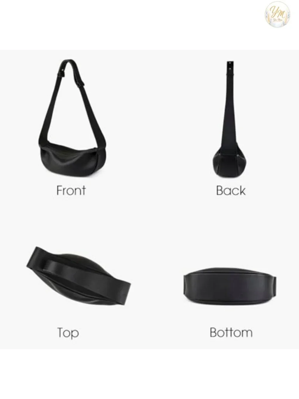 Genuine Leather Sling Bag Crossbody Hobo Crescent Women Handbag Adjustable Strap